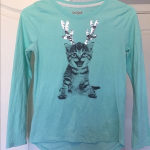 Girls Cat & Jack Long Sleeve Shirt Reindeer Cat L